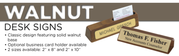 Walnut Desk Signs